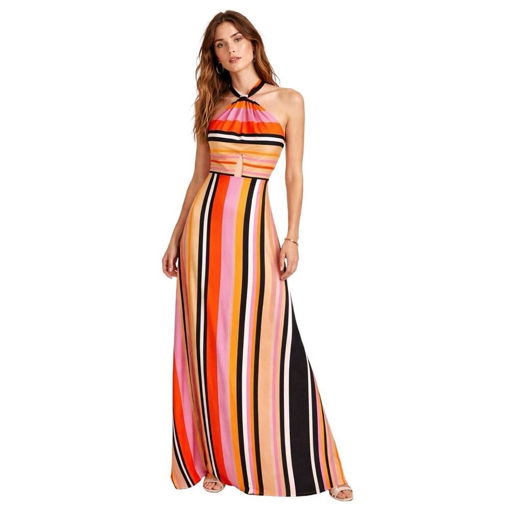 Phoebe Couture Striped Halter Dress - Size 10